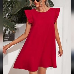 Midi Dress With Ruffle Sleeve Detailing  Boxy Fit. New Without Tags